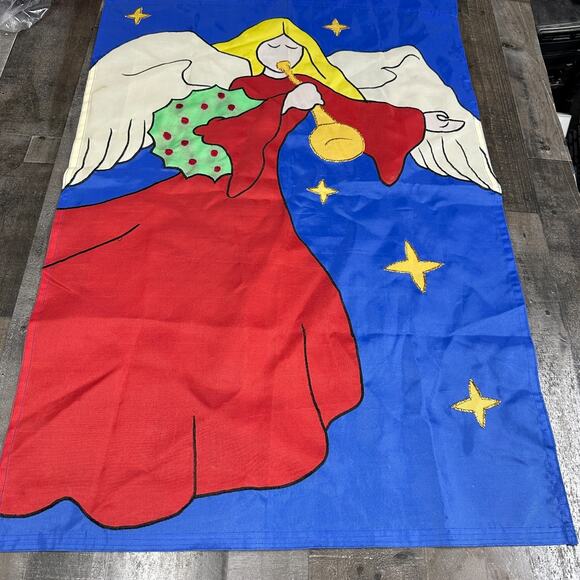 Joy Angel Blowing Trumpet Christmas Holiday Yard Banner Outdoor Flag - Picture 1 of 11